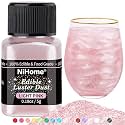 NiHome Edible Glitter Luster Dust for Drinks, Dessert, Vegan, Light Pink