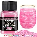NiHome Edible Glitter Luster Dust, Vegan Shimmer for Drinks, Dessert, Pink