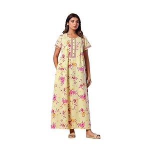 NIHSAMAH Cotton Nighty for Women with Pocket