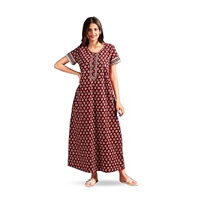 NIHSAMAH Cotton Nighty for Women with Pocket