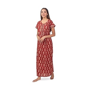 NIHSAMAH Cotton Nighty for Women with Pocket