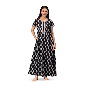 NIHSAMAH Cotton Nighty for Women with Pocket