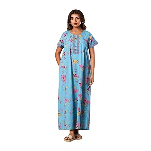 NIHSAMAH Cotton Nighty for Women with Pocket