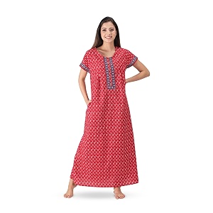 NIHSAMAH Cotton Nighty for Women with Pocket