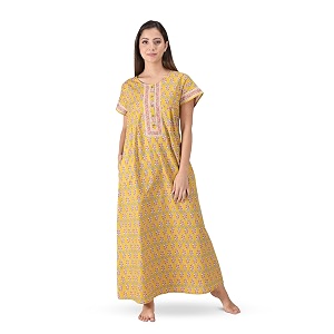 NIHSAMAH Cotton Nighty for Women with Pocket