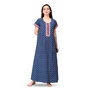 NIHSAMAH Cotton Nighty for Women with Pocket