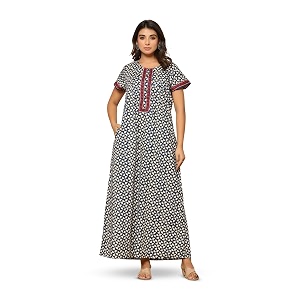 NIHSAMAH Cotton Nighty for Women with Pocket