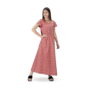 NIHSAMAH Cotton Nighty for Women with Pocket