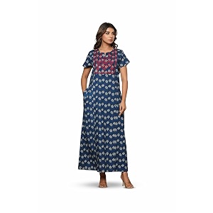 NIHSAMAH Cotton Nighty for Women - Printed