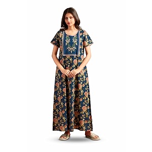 NIHSAMAH Cotton Nighty for Women - Printed