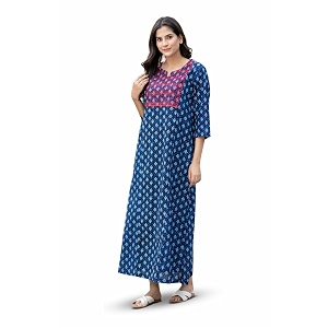 NIHSAMAH Cotton Nighty for Women - Printed