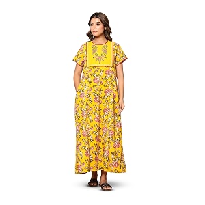 NIHSAMAH Cotton Nighty for Women - Printed
