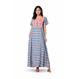NIHSAMAH Cotton Nighty for Women - Printed