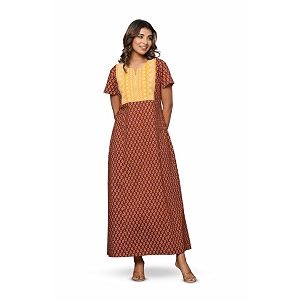NIHSAMAH Cotton Nighty for Women - Printed