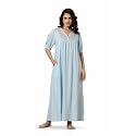 NIHSAMAH Viscose Nighty for Women Embroidered amp