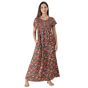 NIHSAMAH Viscose Nighty for Women Printed Stylish