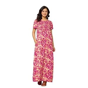 NIHSAMAH Viscose Nighty for Women Printed Stylish