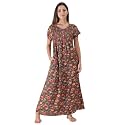 NIHSAMAH Viscose Nighty for Women Printed Stylish