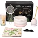 NIHUIFDPY 7-Piece Traditional Japanese Matcha Tea Set - Includes Ceramic Matcha Bowl (550ml), Bamboo Whisk (Chasen), Whisk Holder, Scoop & Stainless Steel Sifter - Authentic Home Tea Ceremony Kit
