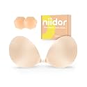 Niidor Adhesive Bra Strapless Ultra Sticky Invisible Push up Silicone Bra Multiple Colors Sizes Reusable for Backless Dress