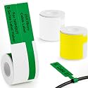 NIIMBOT 3 Roll Set Cable Labels Compatible with B1/B2/B21 Label Maker, 25x78 White/25x38 Yellow /25x38 Green