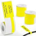 NIIMBOT 3 Roll Set Yellow Cable Labels Compatible with B1/B2/B21 Label Maker, 25x78mm
