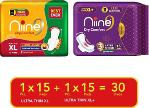 niine dry comfort ultra-thin xl  xl day  night protectiondisposable bags inside sanitary pad pack of 30