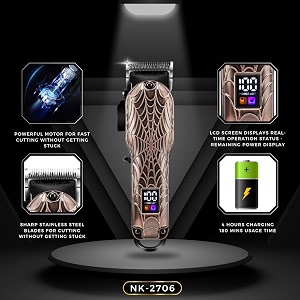 nikai nk-2706 salon series professional cordless hair clippers electric hair cutter machine kit wireless hair grooming trimmers set taper lever adjustment close cut trimming 180 min runtime design b