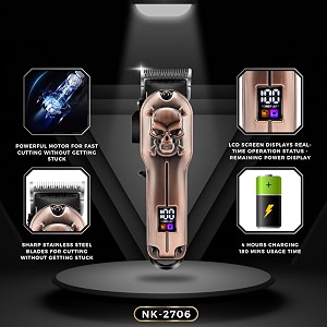nikai nk-2706 salon series professional cordless hair clippers electric hair cutter machine kit wireless hair grooming trimmers set taper lever adjustment close cut trimming 180 min runtime design b