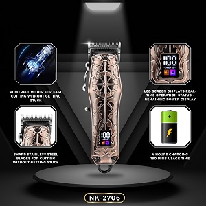 nikai nk-2706 salon series professional cordless hair clippers electric hair cutter machine kit wireless hair grooming trimmers set taper lever adjustment close cut trimming 180 min runtime design a
