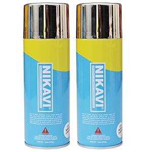 nikavi sp5 automotive rust paint spray can  multi-surface diy spray paint  quick drying gloss finish for bikes cars metal wooden furniture plastic amp walls chrome 400 ml pack of 2