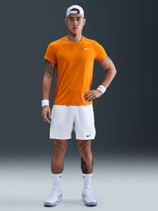 NIKE Solid Men Round Neck Orange T-Shirt