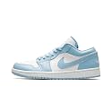 Nike Women's Air Jordan 1 Low UNC Basketball Shoe, White/Ice Blue, 8
