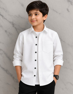 nikhat fashionn Boys Solid Casual White Shirt
