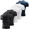 Niksa Men's Compression Shirts 3/5 Pack,Short Sleeve Athletic Compression Tops Cool Dry Workout T Shirt