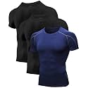 Niksa Men's Compression Shirts 3/5 Pack,Short Sleeve Athletic Compression Tops Cool Dry Workout T Shirt