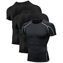 Niksa Men's Compression Shirts 3/5 Pack,Short Sleeve Athletic Compression Tops Cool Dry Workout T Shirt