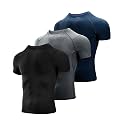 Niksa Men's Compression Shirts 3/5 Pack,Short Sleeve Athletic Compression Tops Cool Dry Workout T Shirt