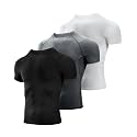Niksa Men's Compression Shirts 3/5 Pack,Short Sleeve Athletic Compression Tops Cool Dry Workout T Shirt