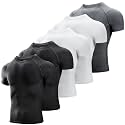 Niksa Men's Compression Shirts 3/5 Pack,Short Sleeve Athletic Compression Tops Cool Dry Workout T Shirt