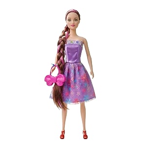 niku fashion doll purple dress with floral print  dazzling dolls for girls kids  doll with moveable arms legs elbow amp knee for girls  doll with accessories  best birthday gift toy