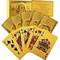 Niku Gold Plated Poker Playing Cards, Classic PVC Poker Table Cards for Adults, Pack of 54 Cards