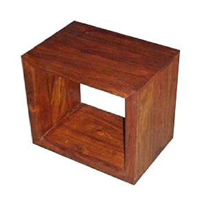 nikunj art sheesham wood cube stool furniture for home living room natural brown finish