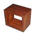 NIKUNJ Art Sheesham Wood Cube Stool Furniture for Home Living Room (Natural Brown Finish)