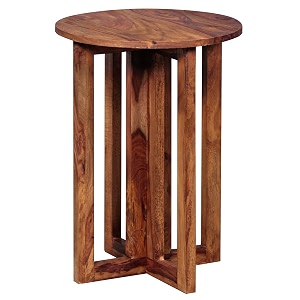 nikunj art sheesham wood round stool furniture for home living room natural brown finish