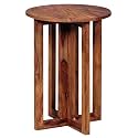 NIKUNJ Art Sheesham Wood Round Stool Furniture for Home Living Room (Natural Brown Finish)