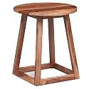 NIKUNJ Art Sheesham Wood Round Stool Furniture for Home Living Room (Natural Finish)
