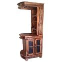 NIKUNJ Solid Sheesham Wood Bar Wine Cabinet with Glass Storage for Home Living/Bedroom and Corporate Office Collection (Standard, Brown)