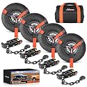 Nilight 2" x 96" Lasso Style Car Tie Down Straps with Chain Hook Anchors