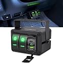 Nilight 2 Gang Rocker Switch Box w/Voltmeter PD Type C and USB Socket